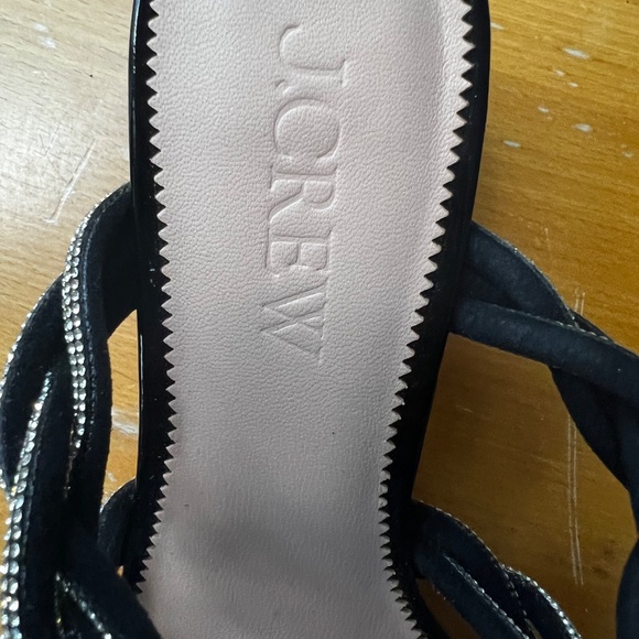 J Crew Size 7 braided sequined formal low heel slides. Black and sparkly. - Picture 3 of 3